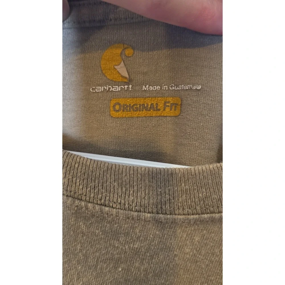 Carhartt T Shirt Mens L Brown Chest Pocket Original Loose Casual Workwear Crew - Picture 3 of 9
